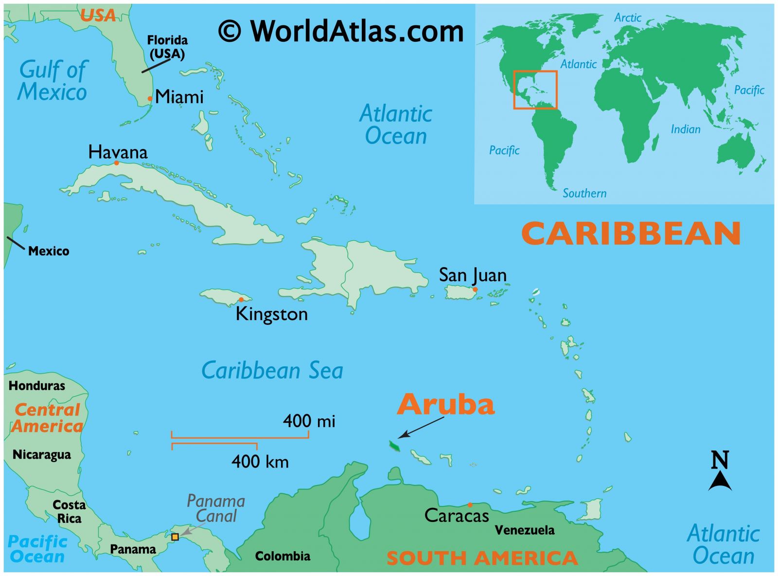 Aruba Location in Caribbean